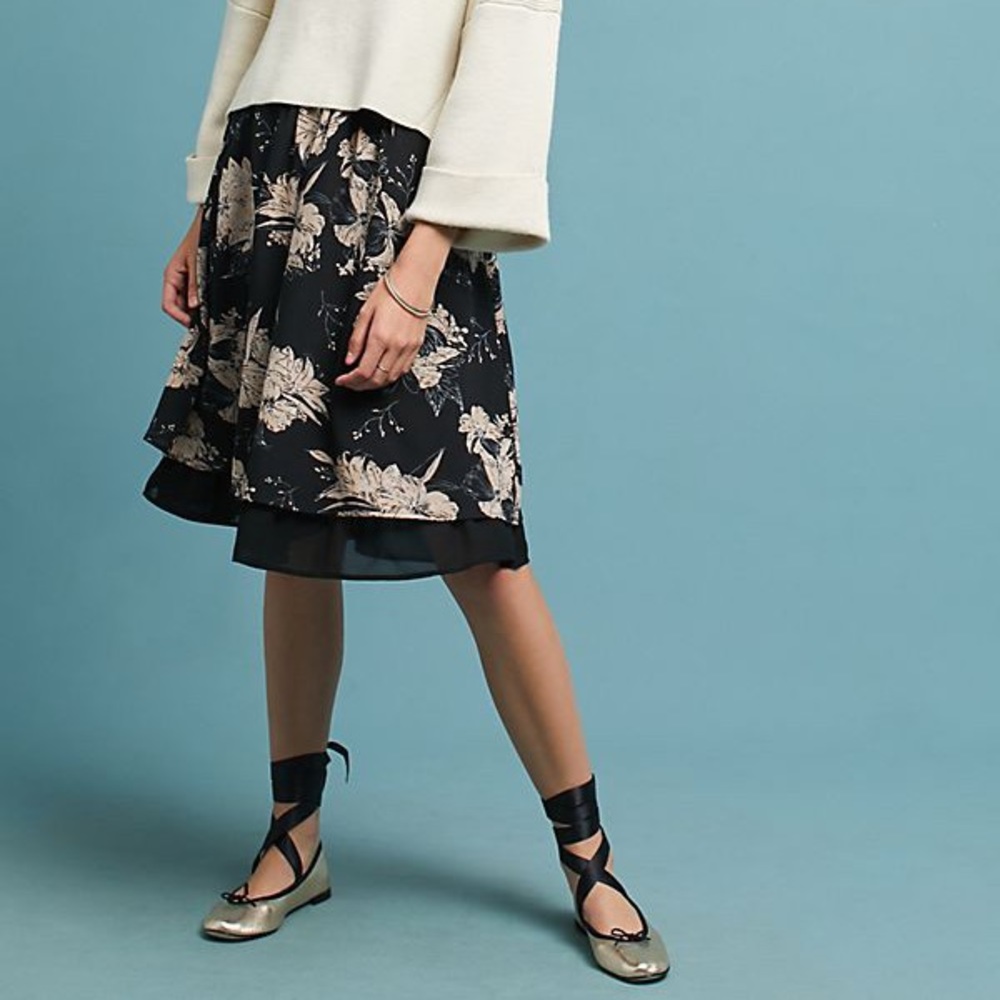 Anthropologie Floral Skirt Size Small Petite